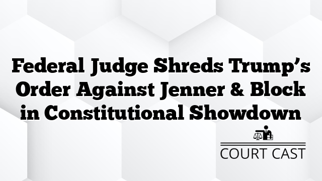 Federal Judge Shreds Trump’s Order Against Jenner & Block in Constitutional Showdown