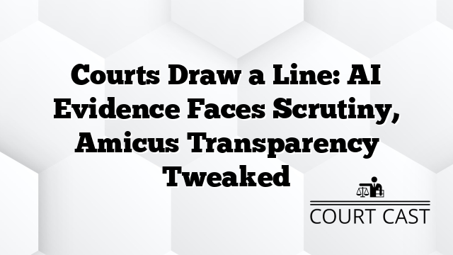 Courts Draw a Line: AI Evidence Faces Scrutiny, Amicus Transparency Tweaked