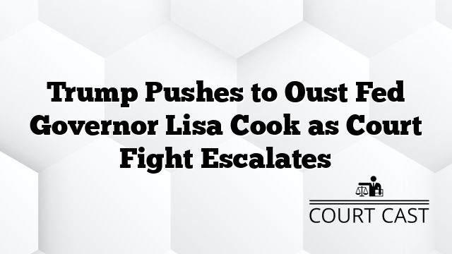 Trump Pushes to Oust Fed Governor Lisa Cook as Court Fight Escalates