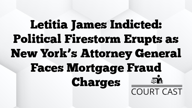 Letitia James Indicted: Political Firestorm Erupts as New York’s Attorney General Faces Mortgage Fraud Charges