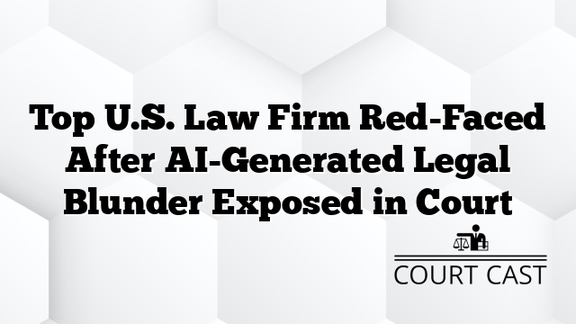 Top U.S. Law Firm Red-Faced After AI-Generated Legal Blunder Exposed in Court