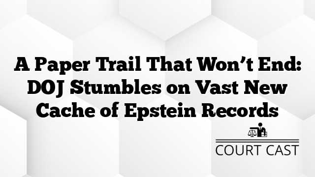 A Paper Trail That Won’t End: DOJ Stumbles on Vast New Cache of Epstein Records
