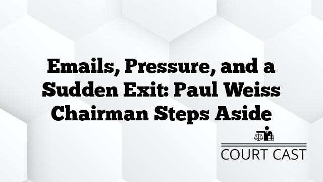 Emails, Pressure, and a Sudden Exit: Paul Weiss Chairman Steps Aside