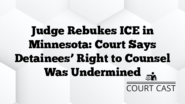 Judge Rebukes ICE in Minnesota: Court Says Detaineesâ Right to Counsel Was Undermined