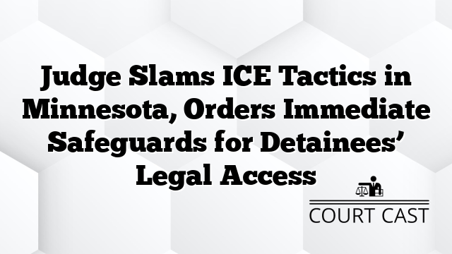 Judge Slams ICE Tactics in Minnesota, Orders Immediate Safeguards for Detainees’ Legal Access