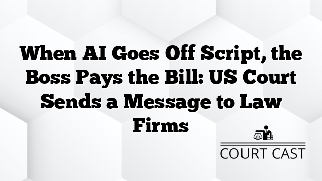 When AI Goes Off Script, the Boss Pays the Bill: US Court Sends a Message to Law Firms