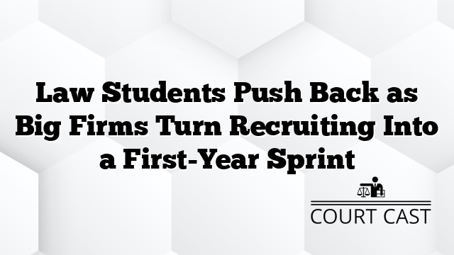 Law Students Push Back as Big Firms Turn Recruiting Into a First-Year Sprint