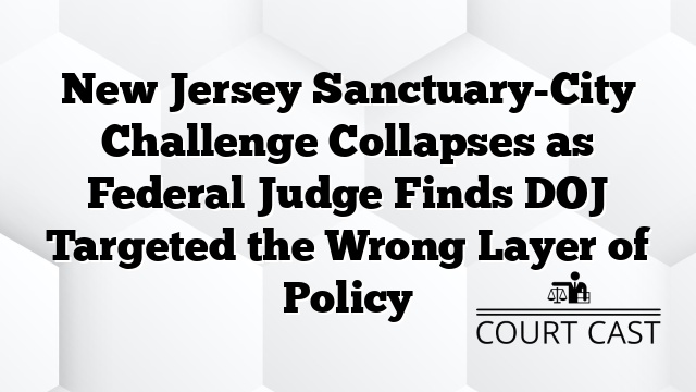 New Jersey Sanctuary-City Challenge Collapses as Federal Judge Finds DOJ Targeted the Wrong Layer of Policy