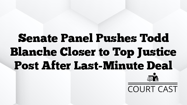 Senate Panel Pushes Todd Blanche Closer to Top Justice Post After Last-Minute Deal