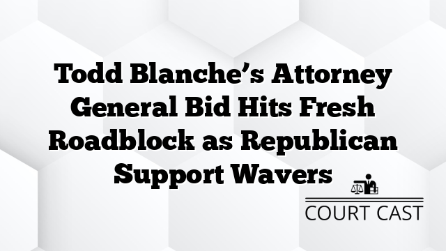 Todd Blanche’s Attorney General Bid Hits Fresh Roadblock as Republican Support Wavers