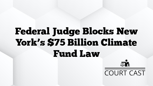 Federal Judge Blocks New York’s $75 Billion Climate Fund Law