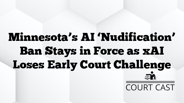 Minnesotaās AI āNudificationā Ban Stays in Force as xAI Loses Early Court Challenge